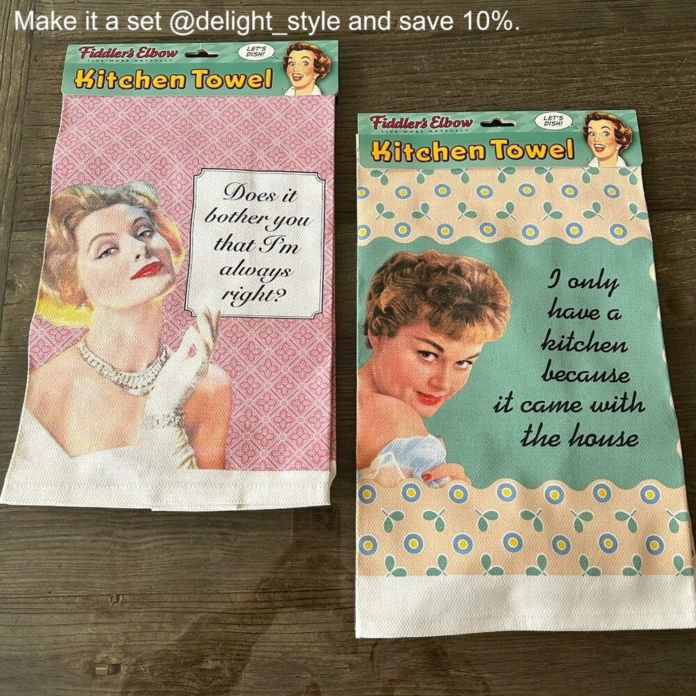 Retro 100% Cotton, Pink, Oversized Kitchen Towel – Great Gift (Fiddler’s Elbow) - Picture 5 of 5